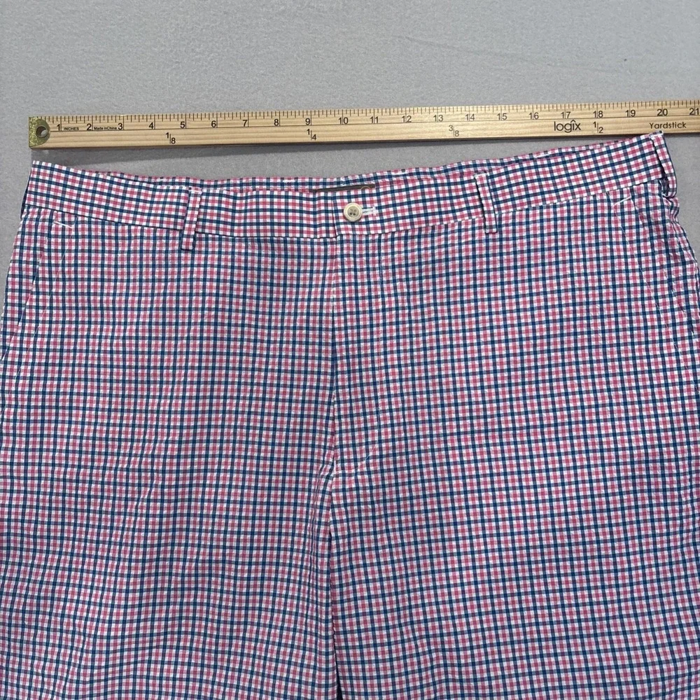 Peter Millar Sz 40 PINK/BLUE/WHITE Plaid Crown Sport SEERSUCKER Shorts EXCELLENT